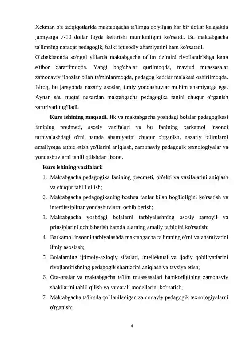 ILK VA MAKTABGACHA YOSHDAGI BOLALAR PEDAGOGIKASI FANINING PREDMETI VA ASOSIY VAZIFALARI 4