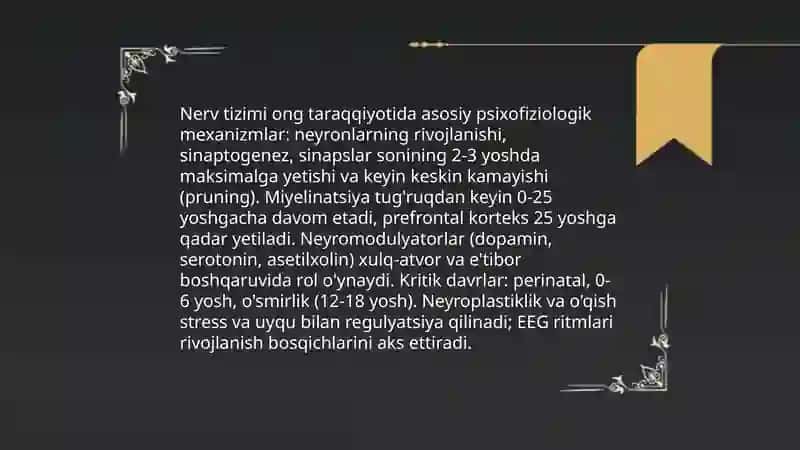 Xulq -atvorning psixofizologik asosi ong taraqqiyoti 4