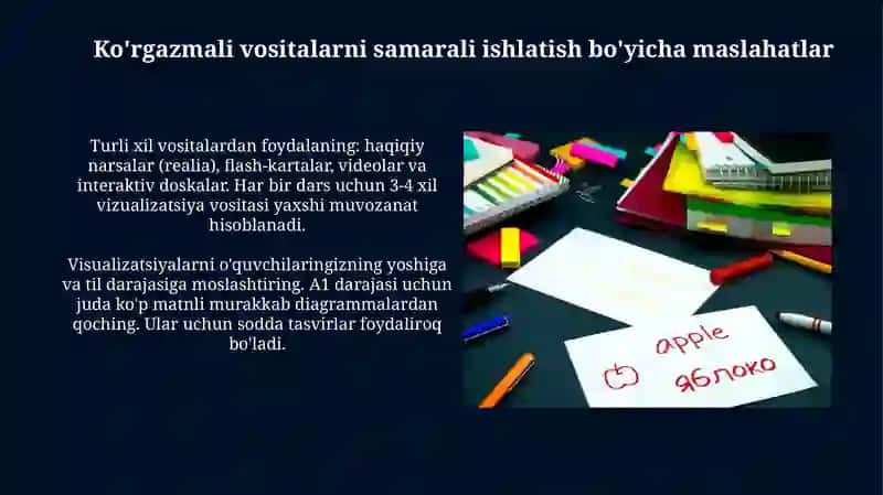 Ingliz tilini o'qitishda vizual vositalarning ahamiyati 4