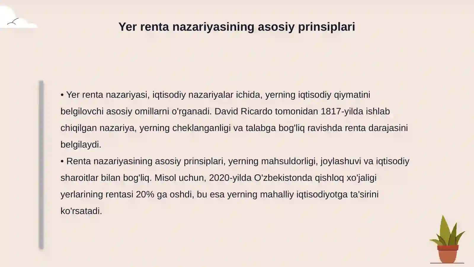 Yer bozori va renta nazariyasi tahlili 4