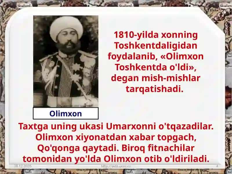 XIX asrning birinchi yarmida Qo'qonxonligi 4