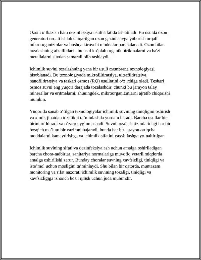 Ichimlik suvini tiniqlash va tozalash usullari 4