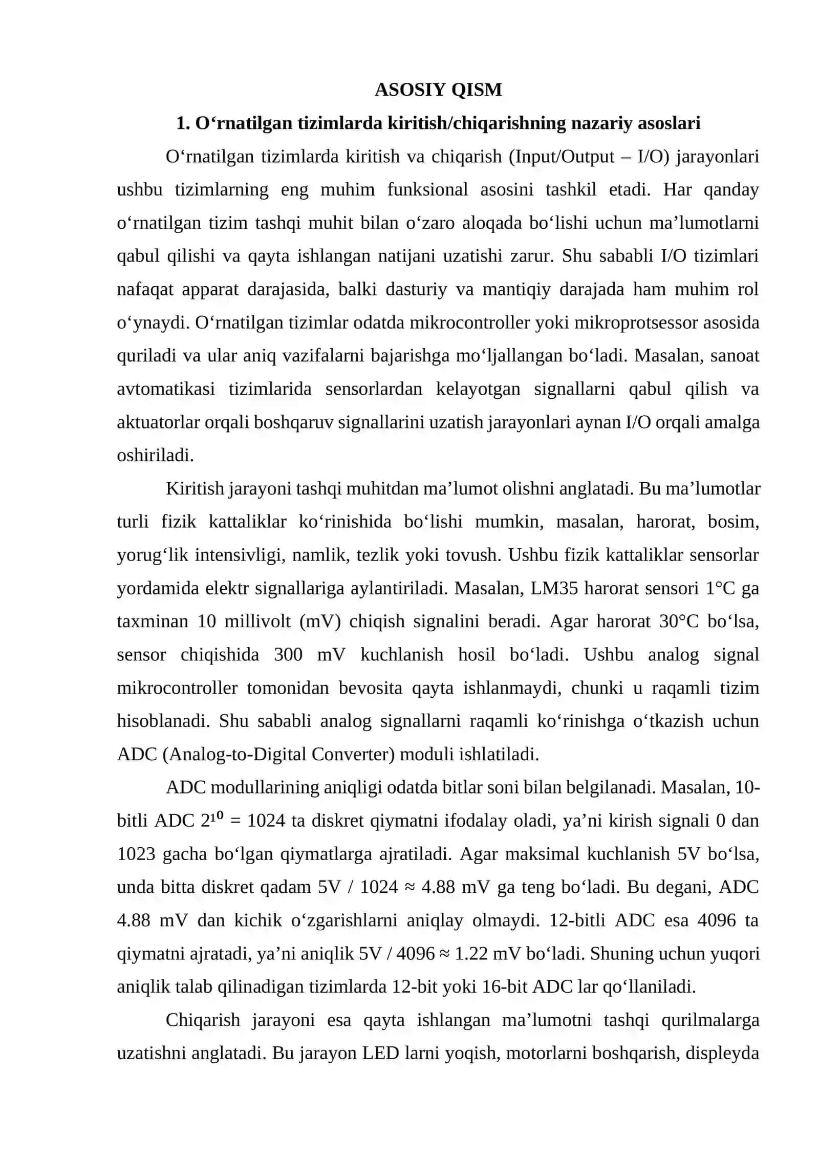 O‘rnatilgan tizimlarda axborotlarni kiritish/chiqarish 4