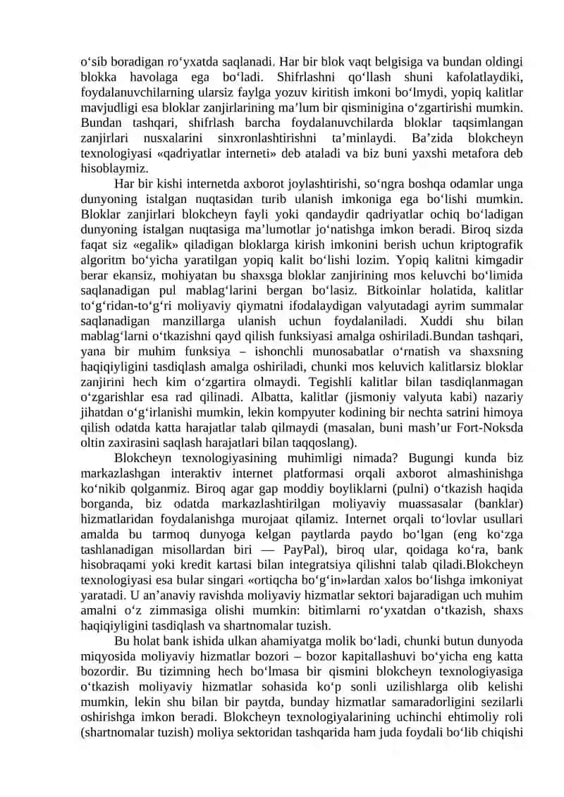 O‘zbekistonda raqamli moliyani rivojlantirish va kripto-birjalar faoliyatini tashkil etish masalalari 4