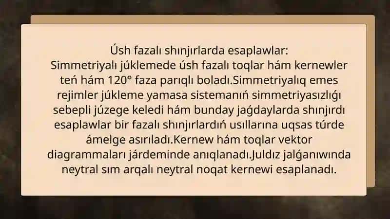 Úsh fazalı elektr shınjırlar 4