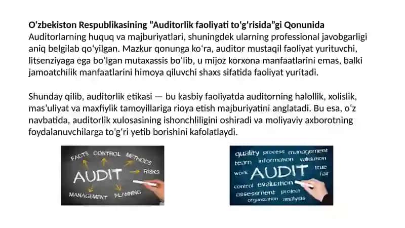 Auditorlik professionaletikasi va Auditorning huquqiy javobgarligi 4