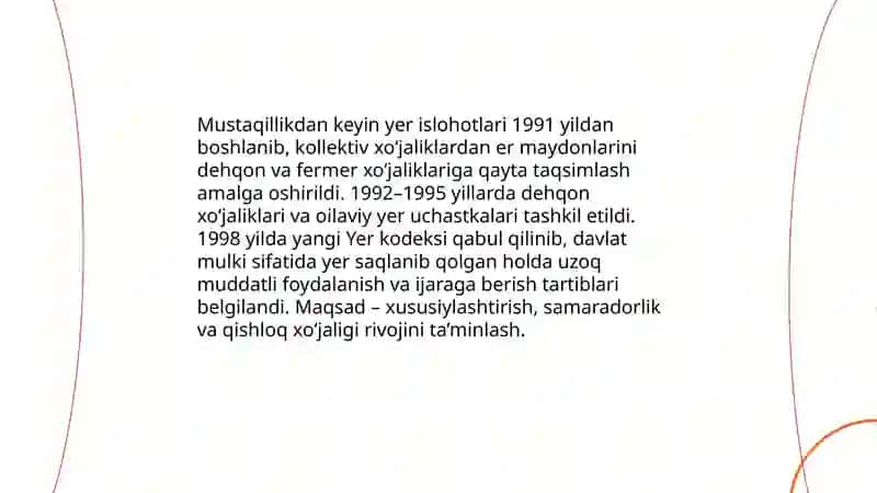 Mustaqillik yillarida qishloq xòjaligi va sanoat sohasidagi òzgarishlar 4