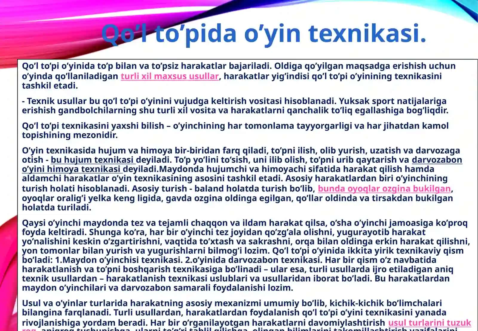 GANDBOL OYINIDA HIMOYA TAKTIKASI 4