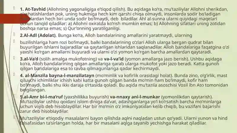 Islom dinining aqidaviy yo`nalishlari va maktablari. Markaziy Osiyo tarixida Hanafiya masxabining o’rni. 4