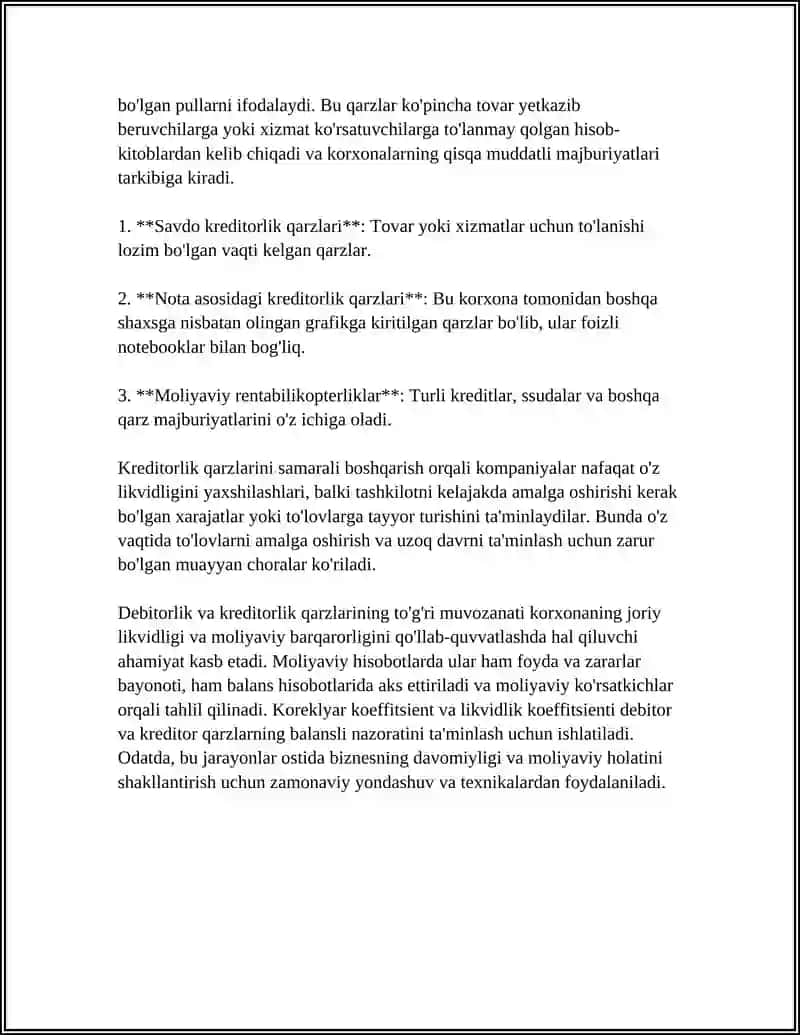DEBITORLIK VA KREDITORLIK QARZLARI TAHLILI 4