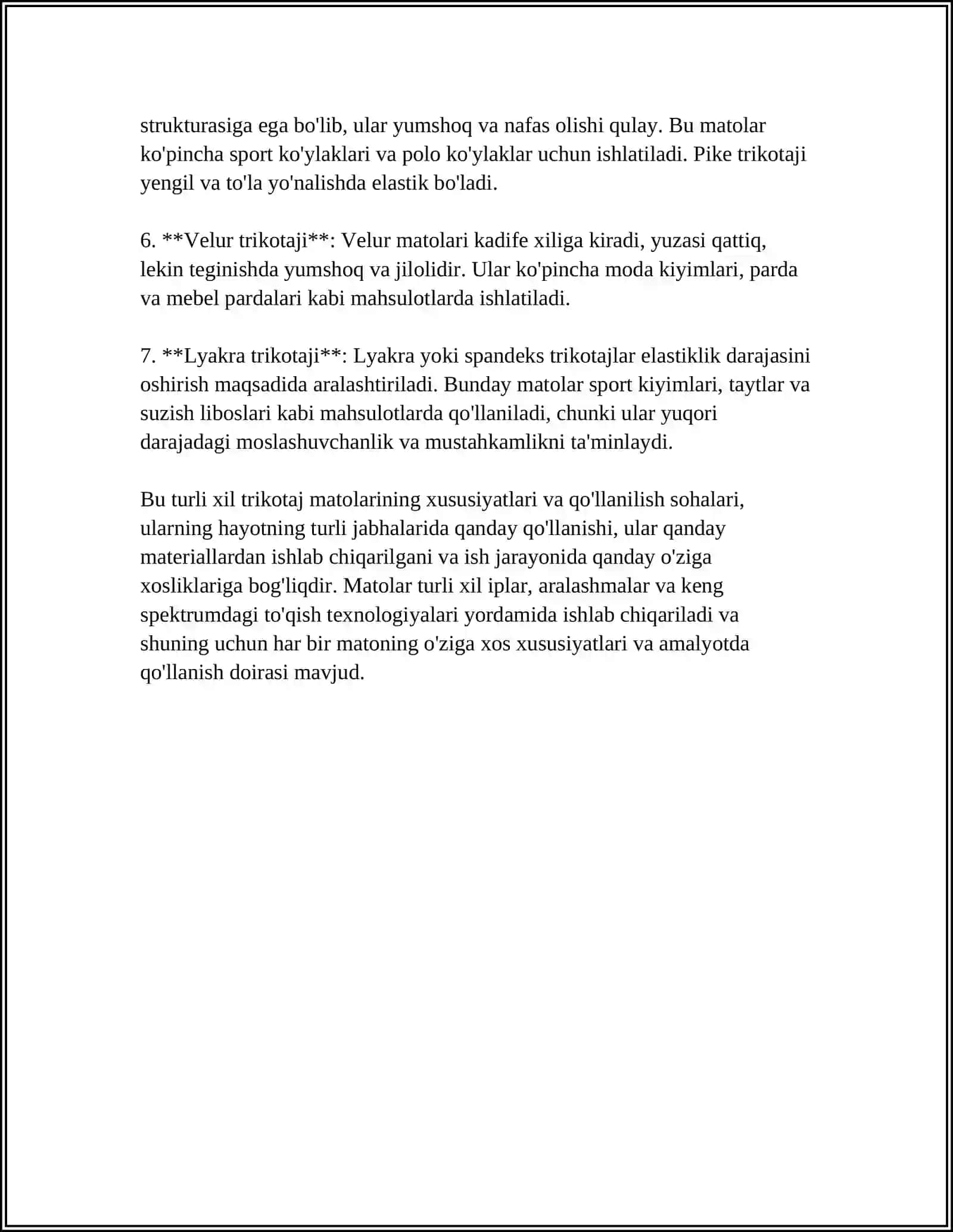 TRIKOTAJ MATOLAR VA ISHLAB CHIQARISH TEXNOLOGIYASI 4