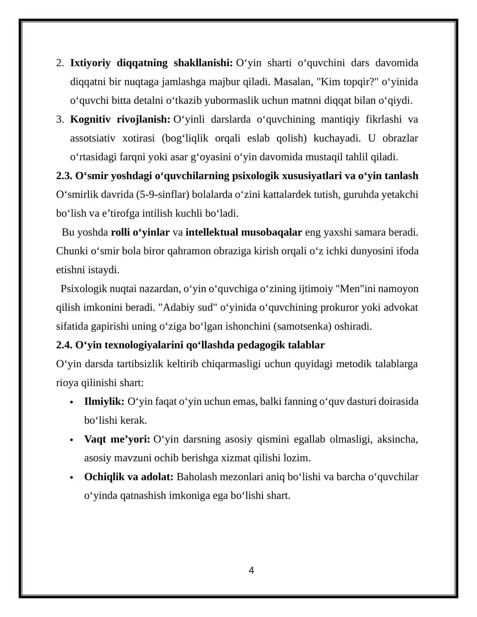 Adabiyot darslarida o‘yin texnologiyalarini qo‘llash metodikasi 4