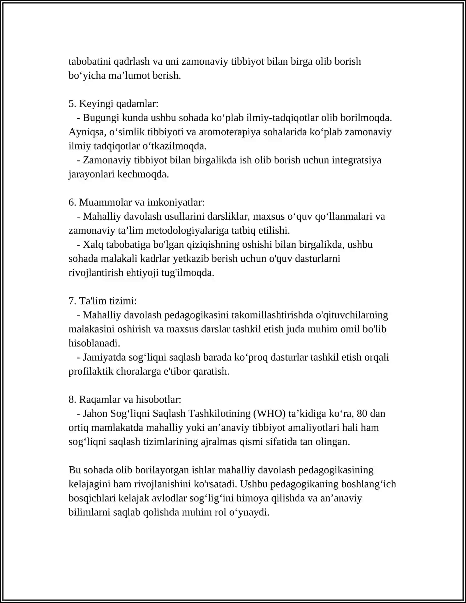MAHALLIY DAVOLASH PEDAGOGIKASI RIVOJLANISHINING ASOSIY BOSQICHLARI 4