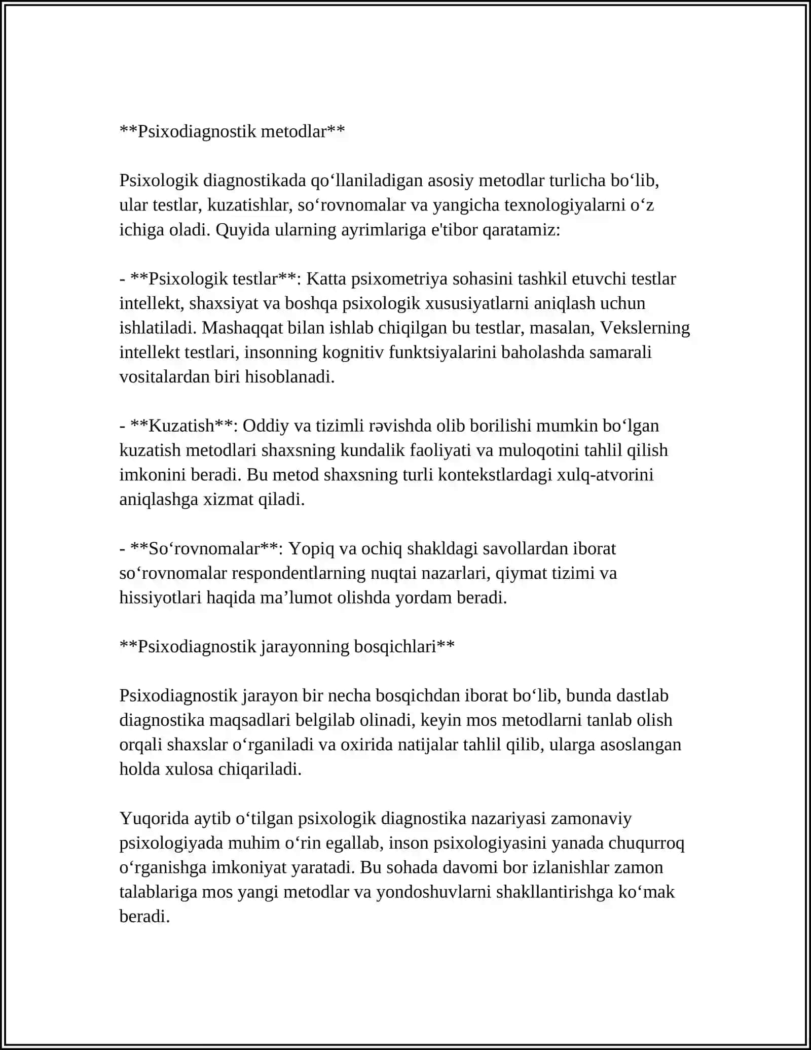 PSIXOLOGIK DIAGNOSTIKA VA ULARNING IMKONIYATLARI 4
