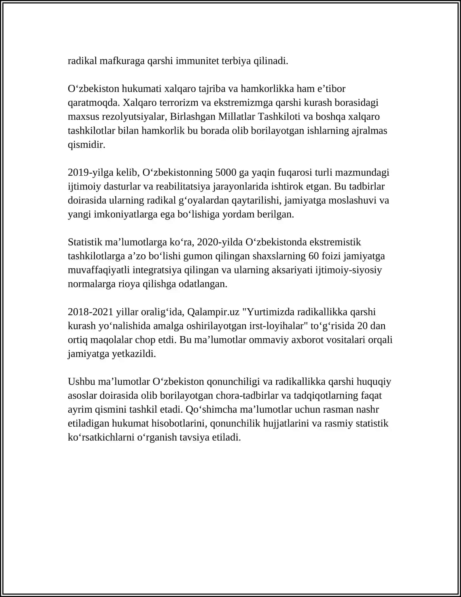 O'ZBEKISTON DAVLAT SIYOSATIDA RADIKAL OQIMLARGA QARSHI KURASHNING YO'NALISHLARI 4