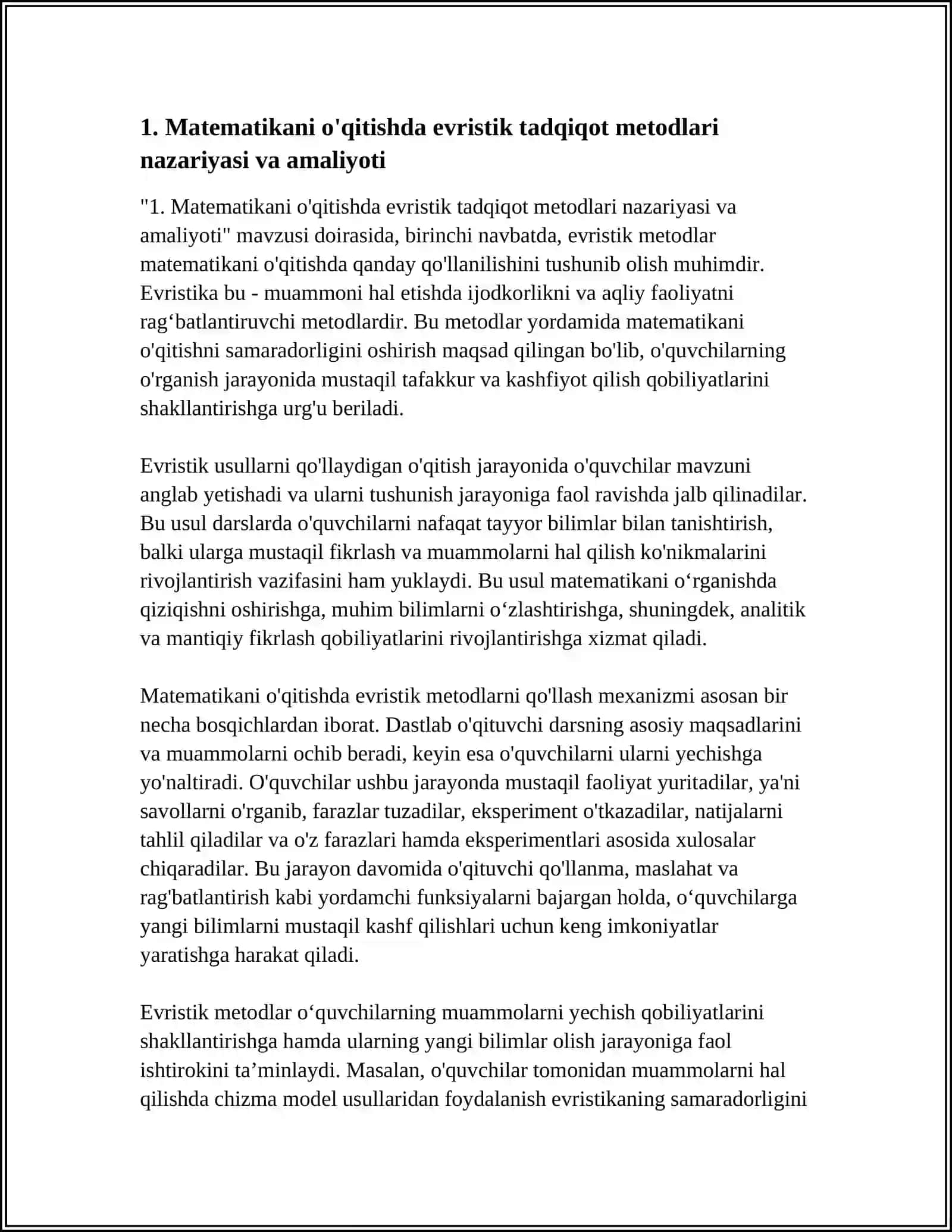 Matematikani Oʻqitishda Evristik Tadqiqot Usullari 4