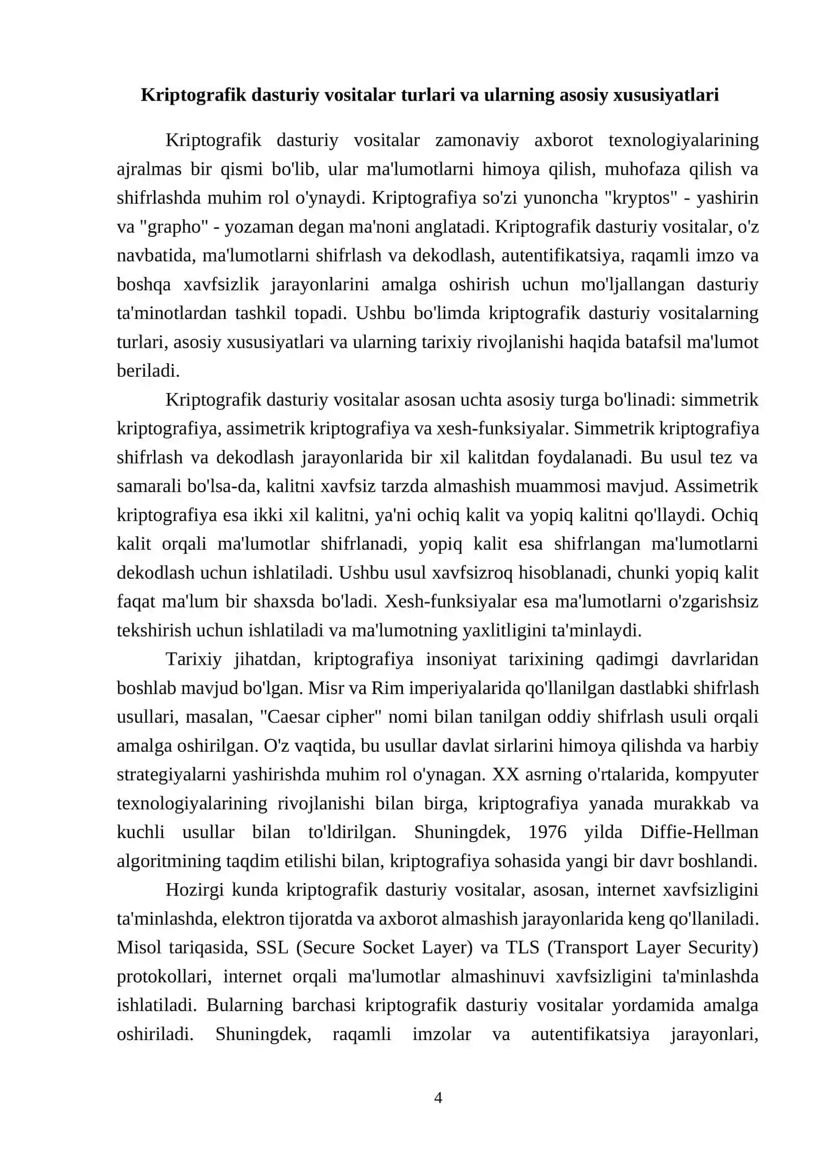 Kriptografik dasturiy vositalar va ularning qo‘llanilishi 4