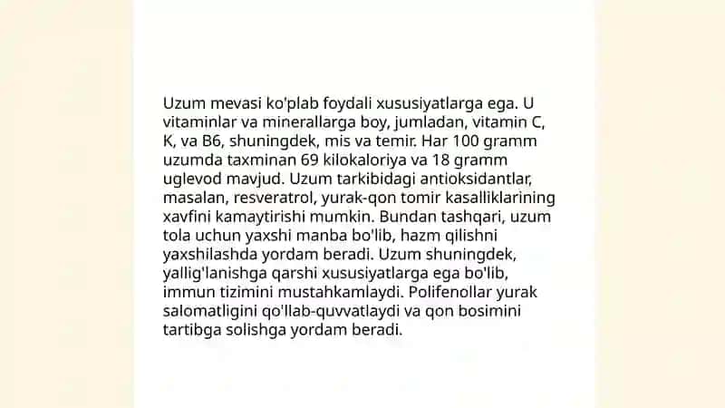 Uzumning xalq xoʻjaligidagi axamiyati 4