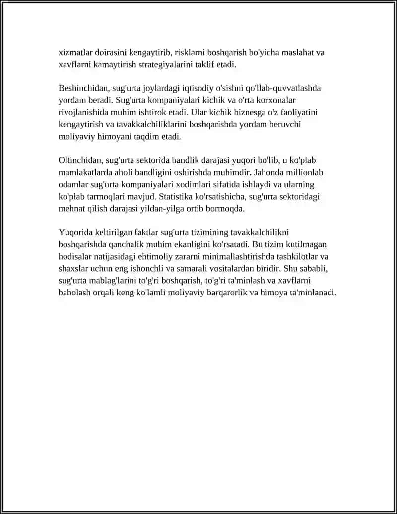 Sug'urta tizimining tavakkalchilikni boshqarishdagi o'rni 4