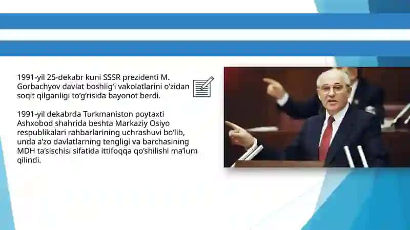SOVET DAVLATINING PARCHALANISHI VA SOBIQ SOVET RESPUBLIKALARIDA MUSTAQILLIKNING E’LON QILINISHI 4