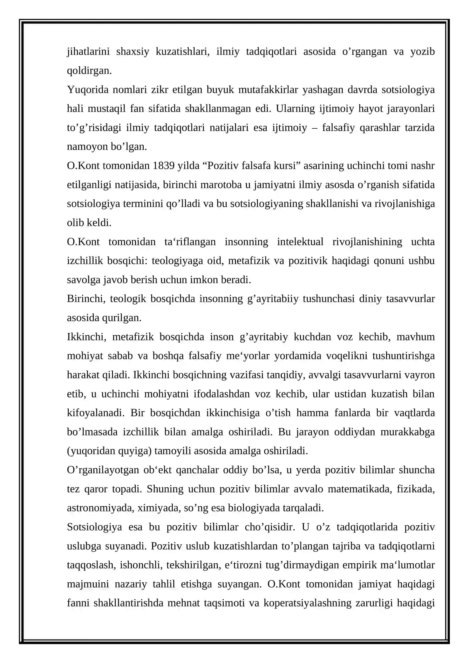 SOTSIOLOGIYA FANINING VUJUDGA KELIH SHART SHAROITLARI 4