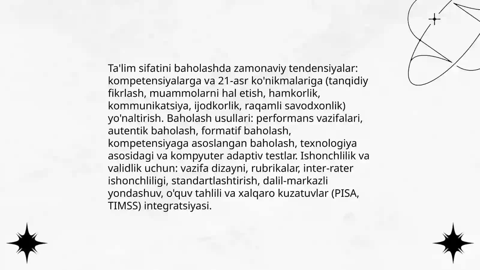 Xalqaro ta'lim baholash dasturlari (PISA, TIMSS, PIRLS): taqqoslash va darslar 4