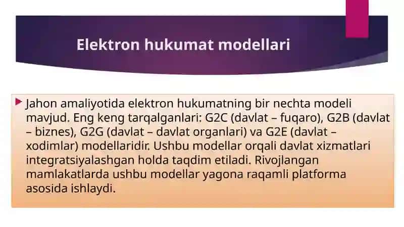 Elektron hukumatni joriy etishning jahon tajribasi 4
