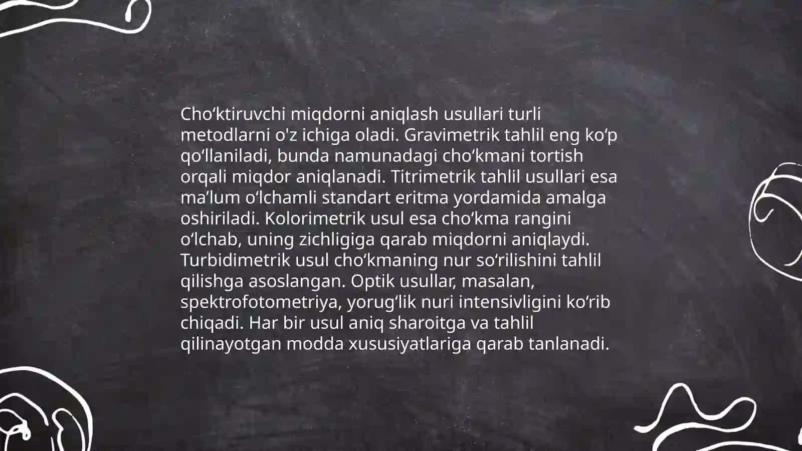 Cho‘kma shakllari. Cho‘ktiruvchi miqdorini hisoblash. Kristall va amorf cho‘kma olish sharoitlari 4