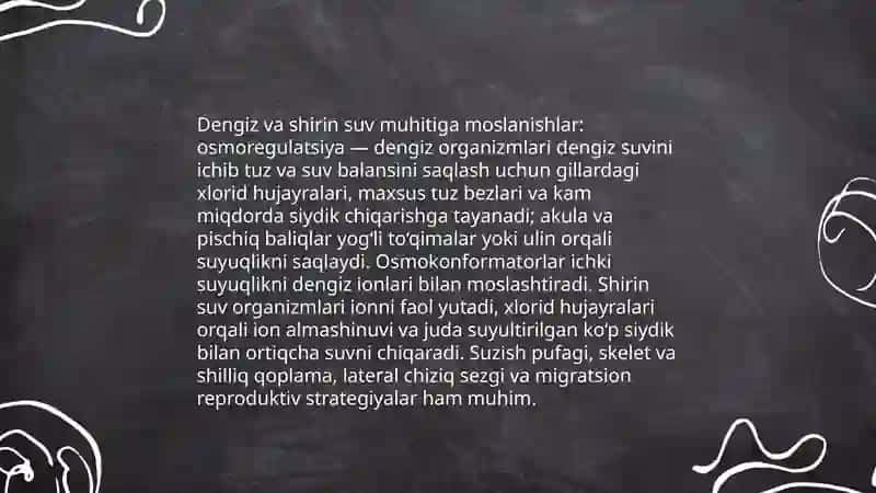 Tirik organizmlarning yashash muhitlari va ularga ornizmlarning moslanishi 4