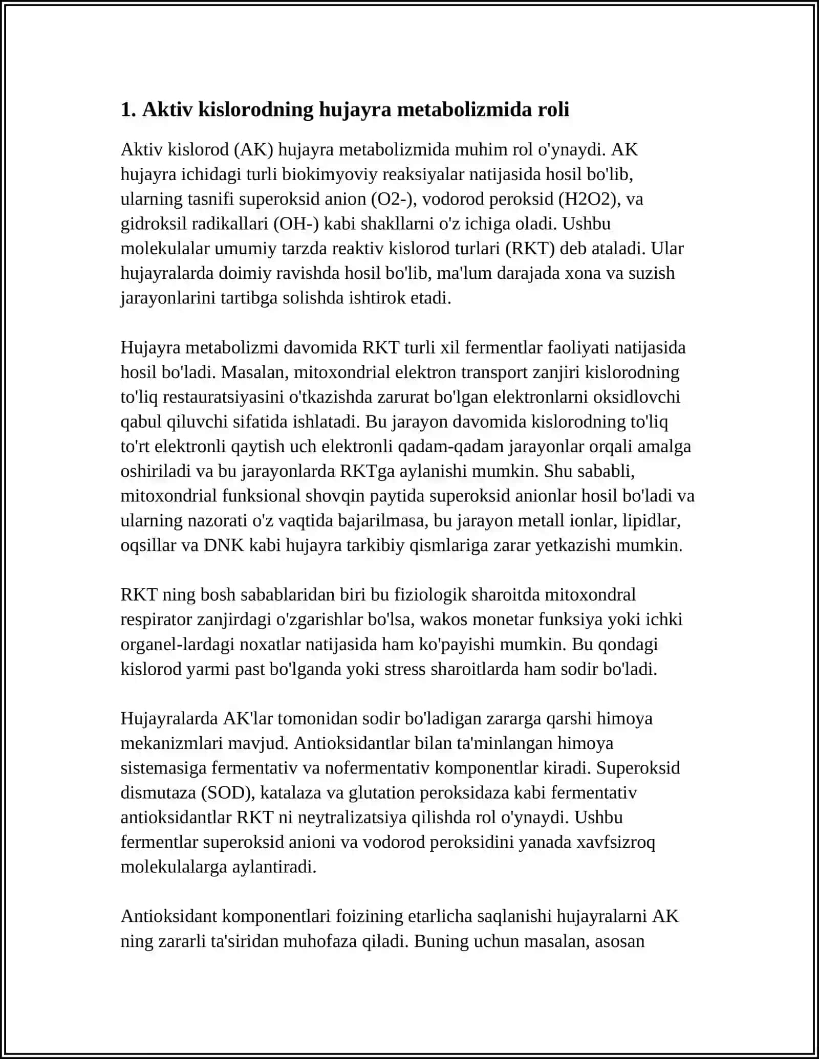 AKTIV KISLORODNI HUJAYRA HAYOTIY JARAYONIDAGI AHAMIYATI 4