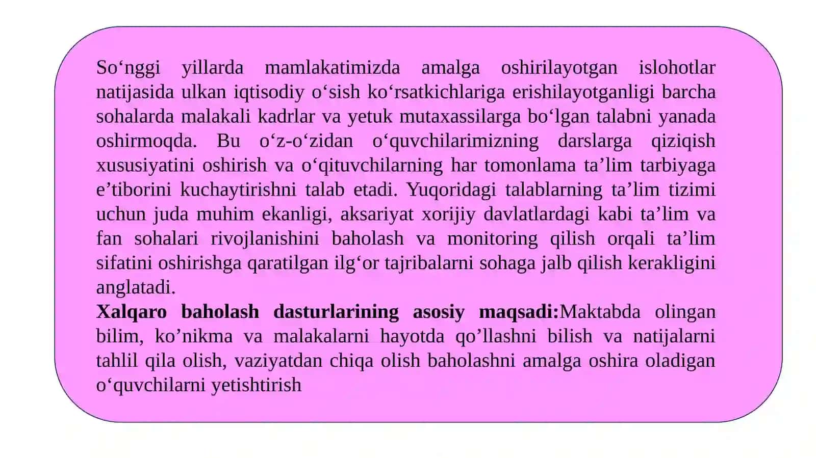 XALQARO BAHOLASH TADQIQOTLARI TAHLILI 4