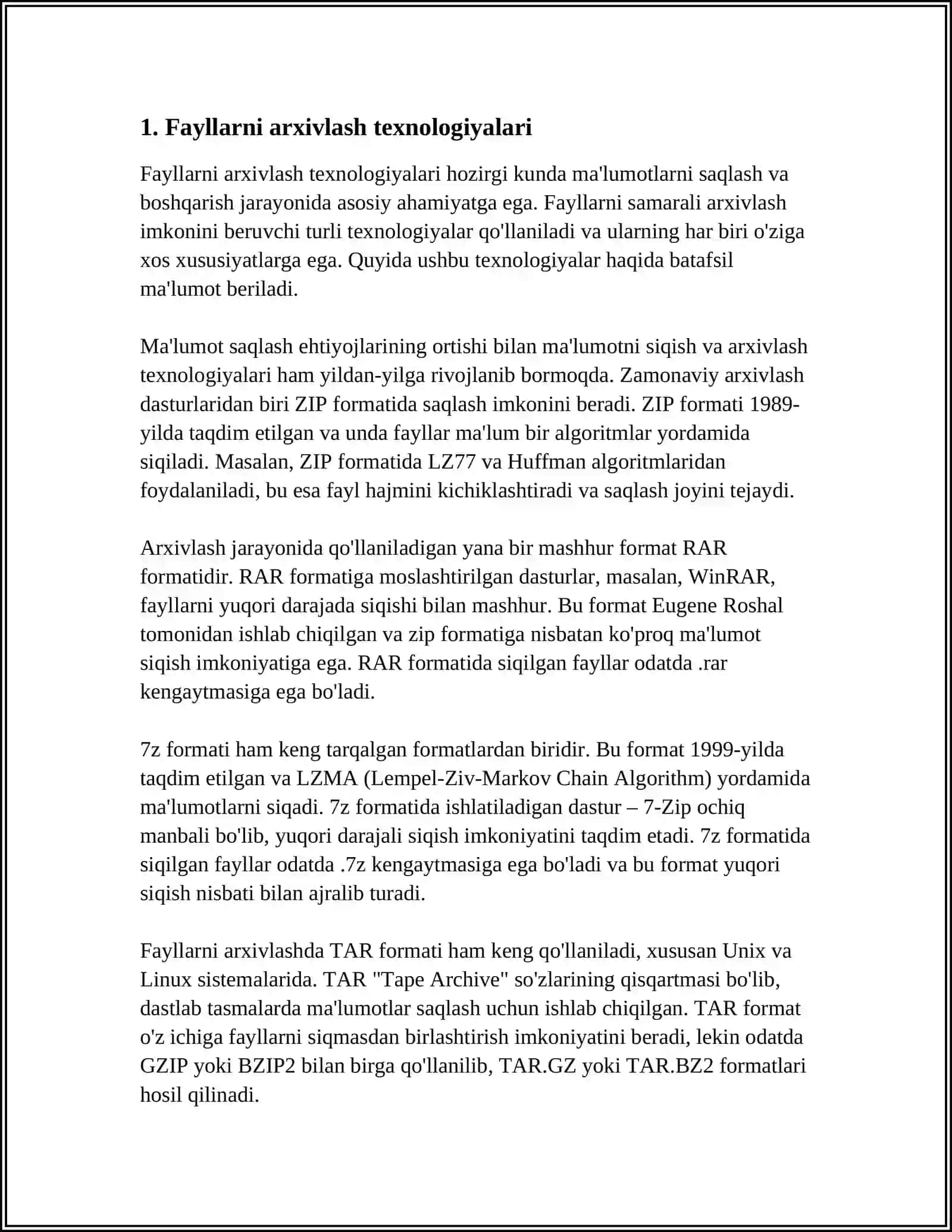 Fayllarni arxivlash va ochish. Kompyuter viruslari va antivirus dasturlari 4
