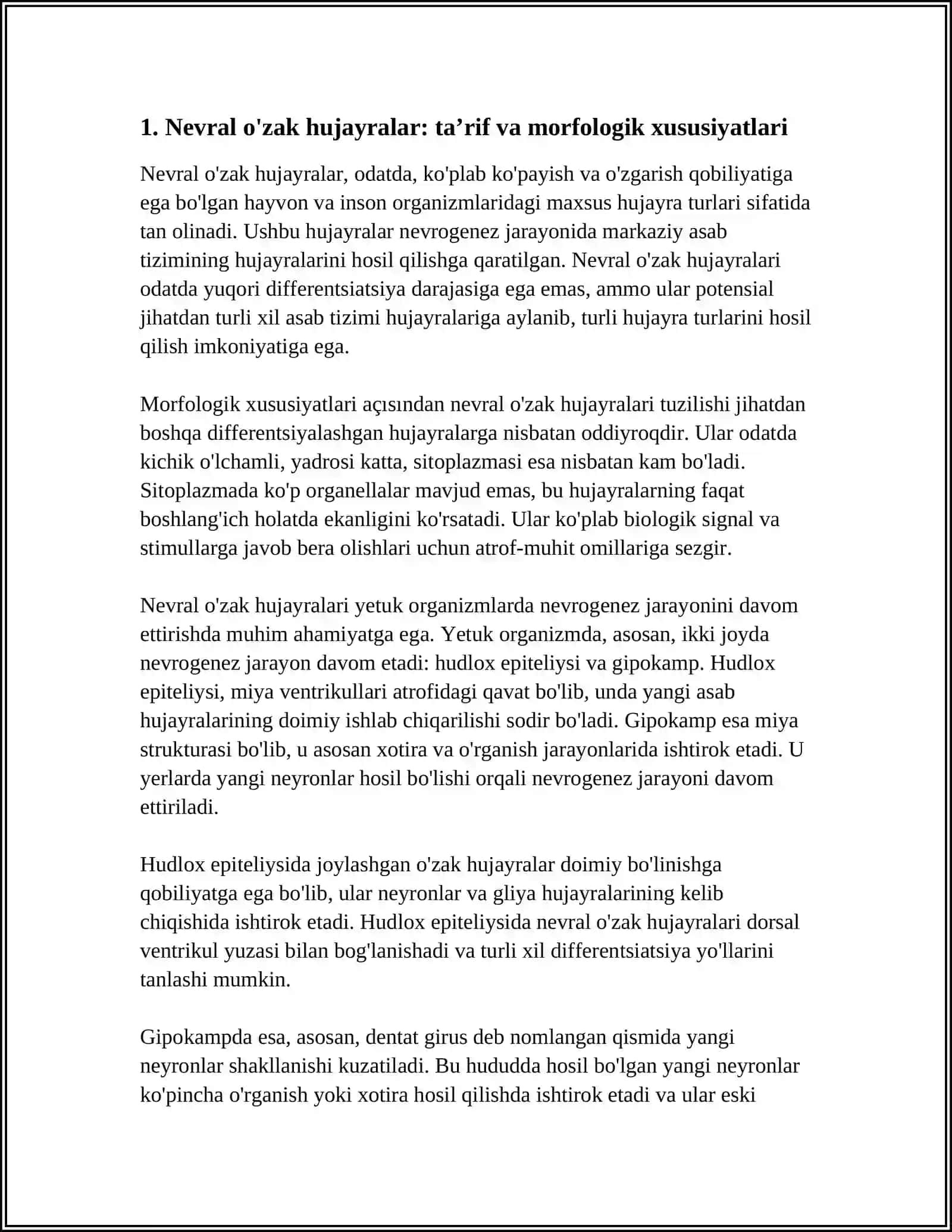 Nevral o'zak hujayralar xagida tushuincha dinamika 4