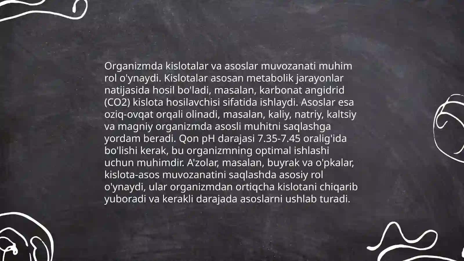 Kislota-asosli muvozanatni organizmda kechadigan jarayonlarga ta'siri 4