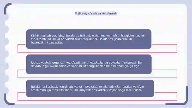 Kichik maktab bola yoshida rivojlanish xususiyatlari 4