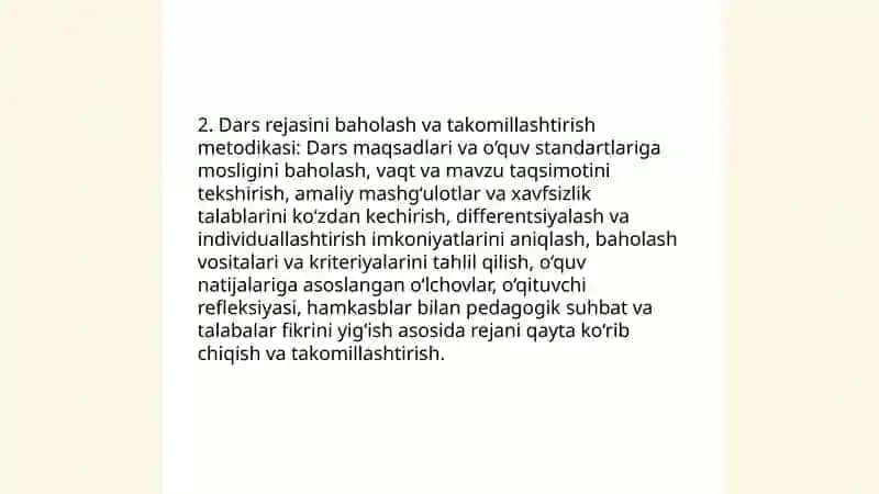 Kimyo darslarini analiz qilish uni takomillashtirish metodikasi 4