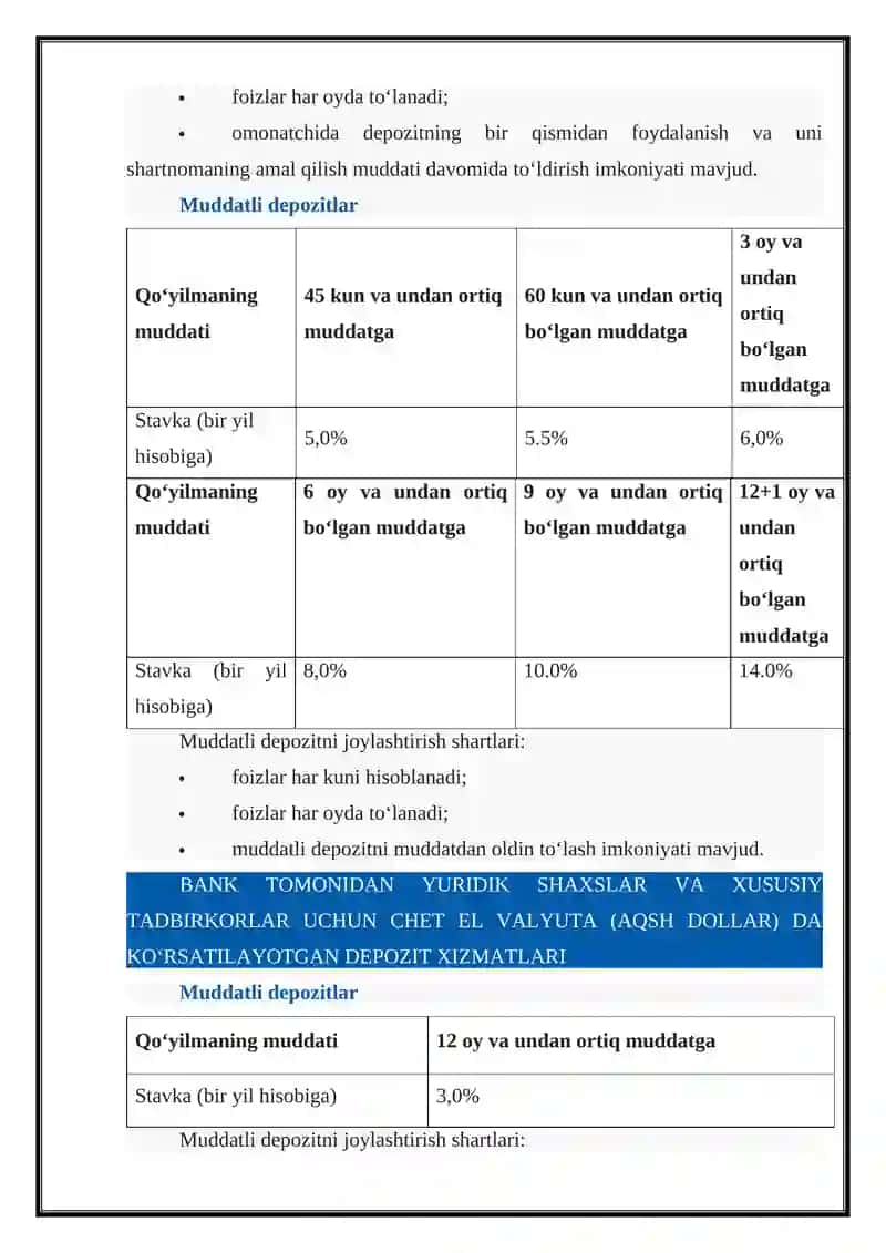 OʼZBEKISTON RESPUBLIKASI BANKLARIDA DEPOZIT OPERATSIYALARI 4