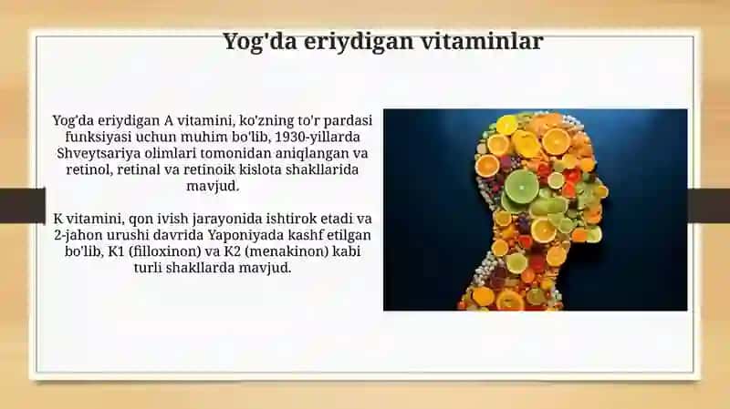 Vitaminlar. Ularning biologik roli 4