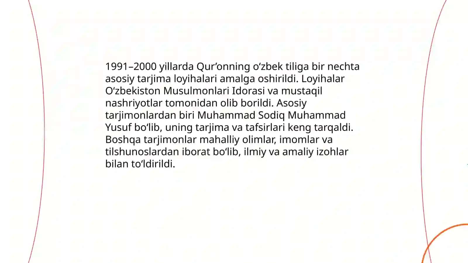 Mustaqillik yillarida Qur'oning oʻzbek tiliga tarjima qilshni va tafsiflari haqida 4