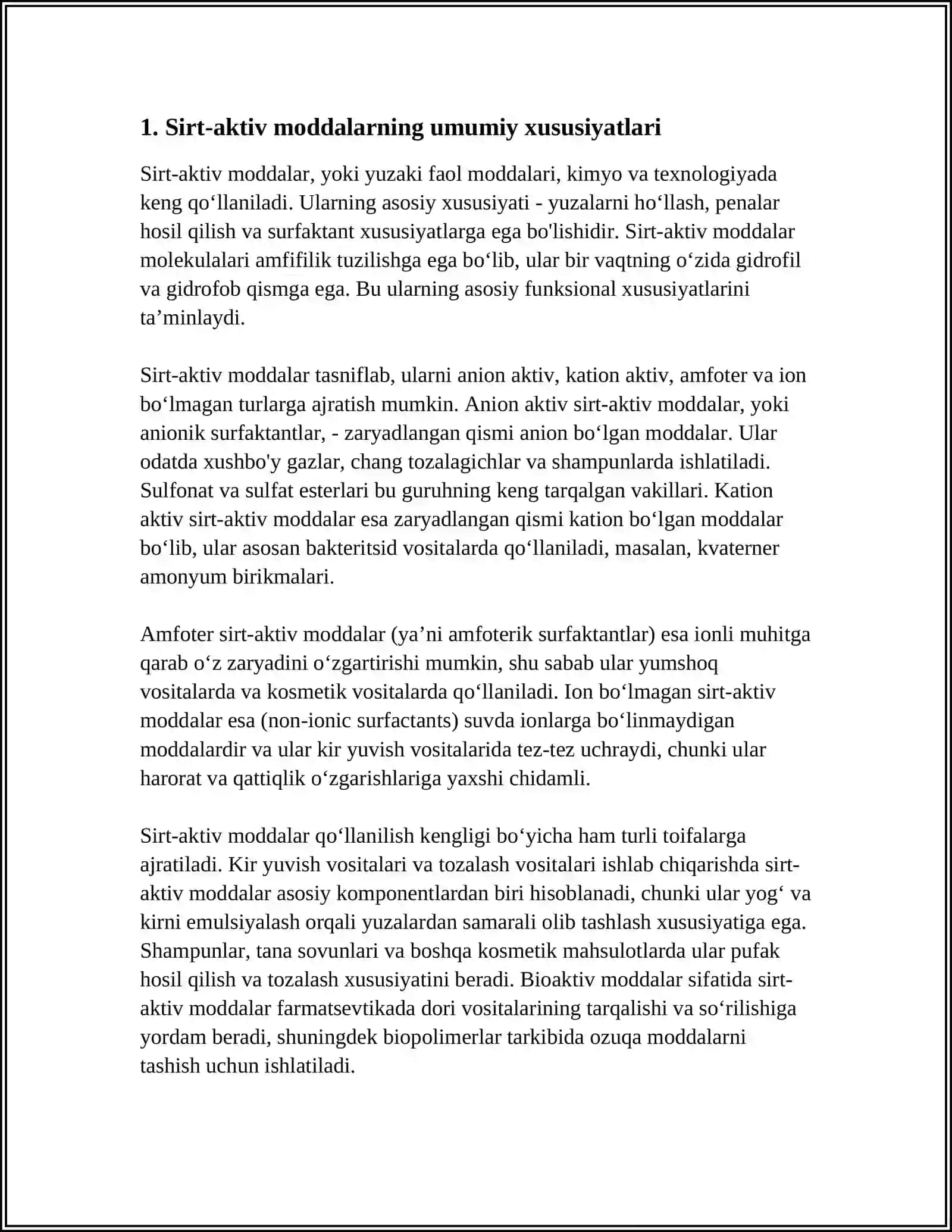SIRT AKTIV MODDALAR VA ULARNI QO'LLANILISH DOIRASI 4