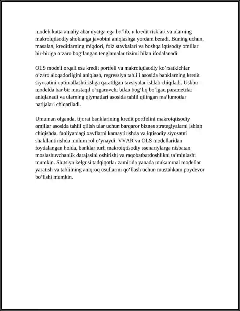 TIJORAT BANKLARINING KREDIT PORTFELINI EKOMETRIK MODELLASHTIRISH 4