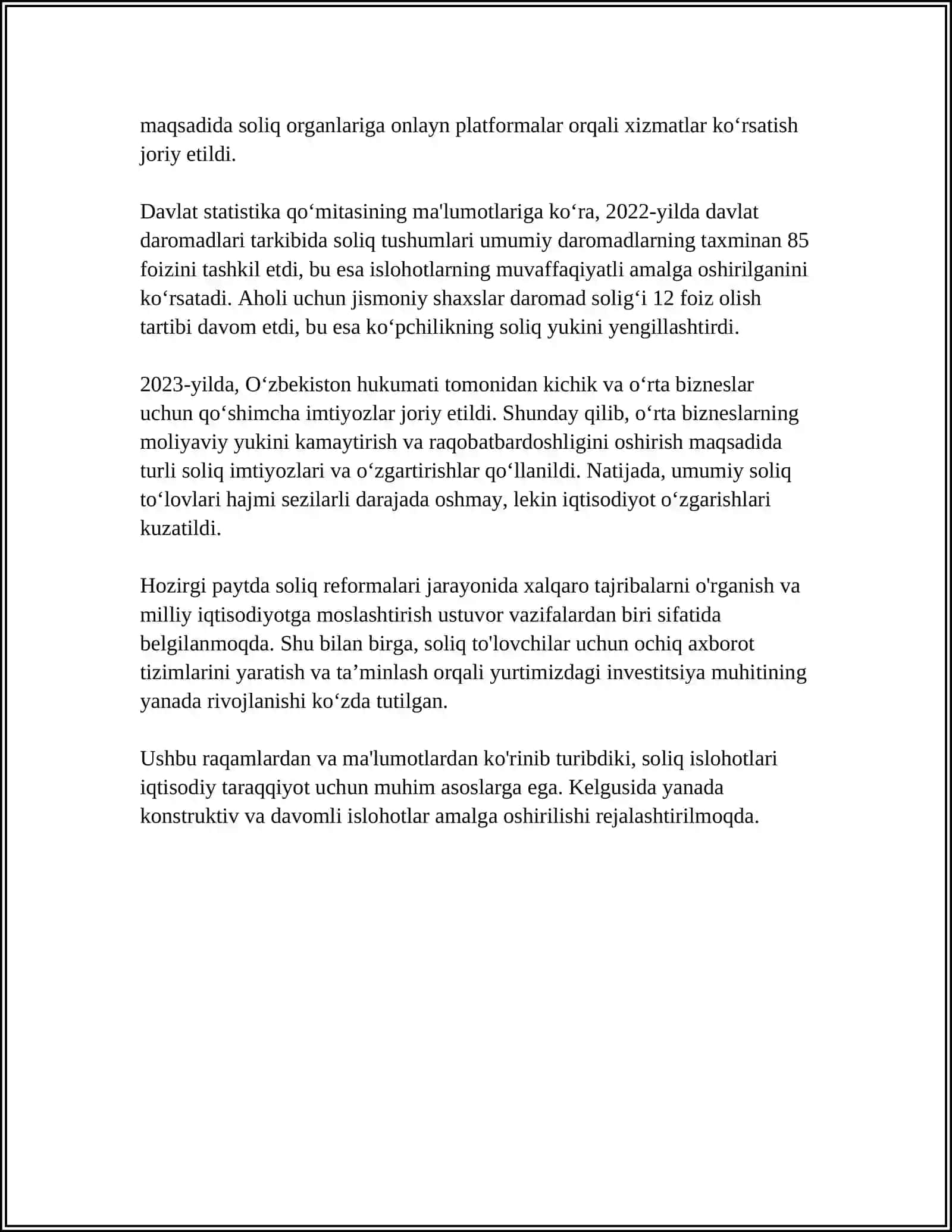 OʻZBEKISTON RESPUBLIKASI PREZIDENTINING IQTISODIY ISLOHOTLARI VA ULARNING NATIJALARI 4