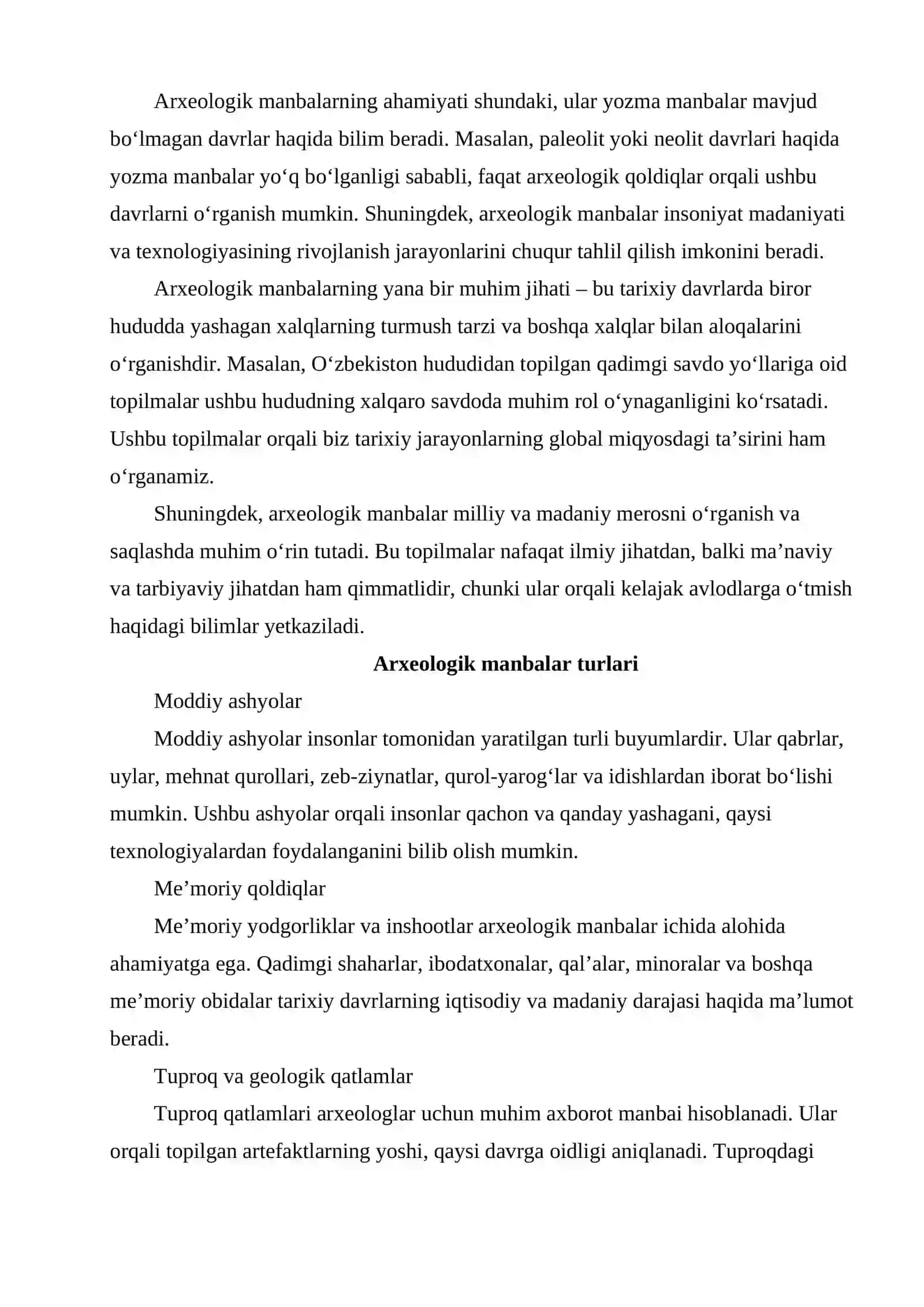 Arxeologik manbalar va ularning turlari 4