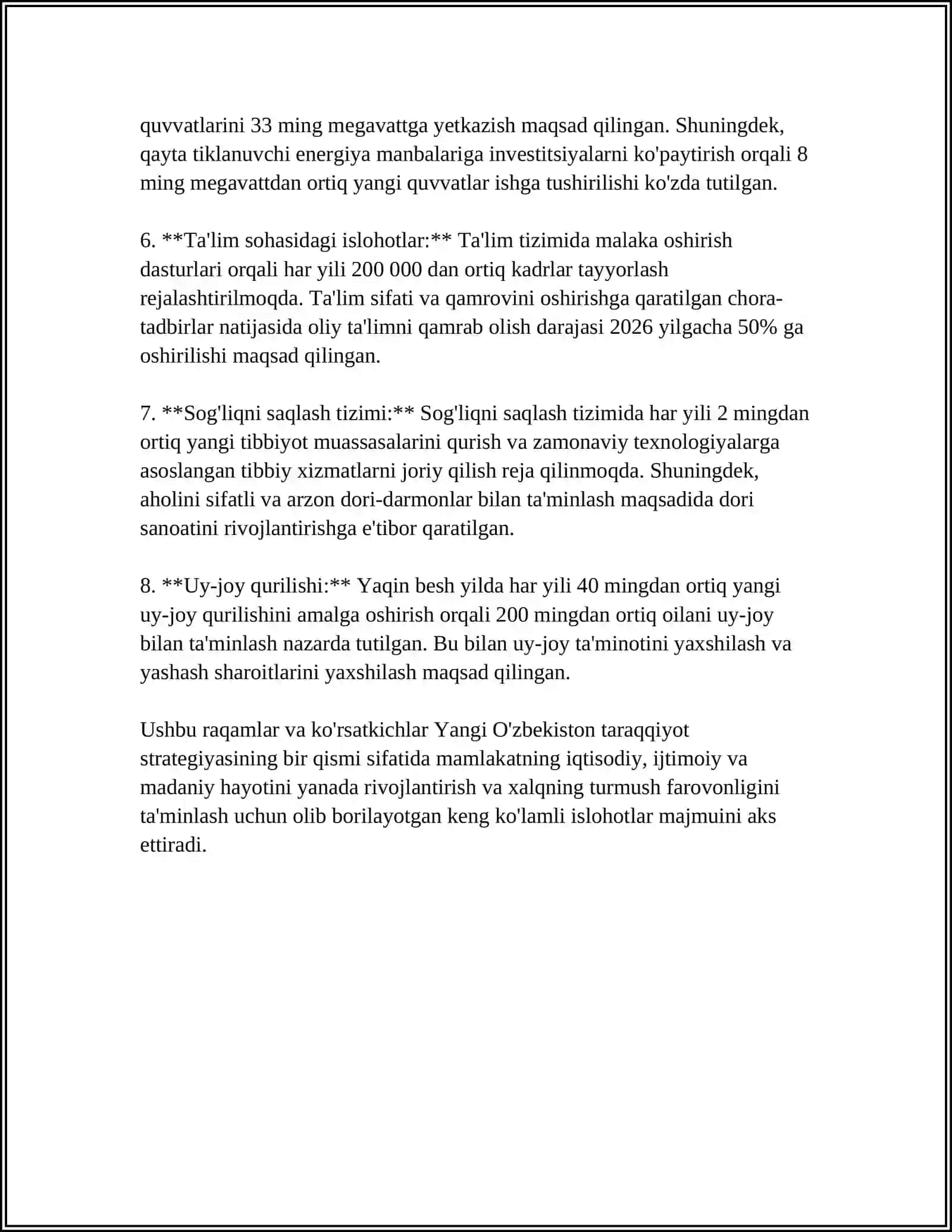 MUSTAQIL ISH Mavzu: YANGI O'ZBEKISTON TARAQQIYOT STRATEGIYASIDA TA'LIM TIZIMIDAGI ISLOHOTLAR O'QUV FANINING PREDMETI MAQSAD VA VAZIFALARI 4