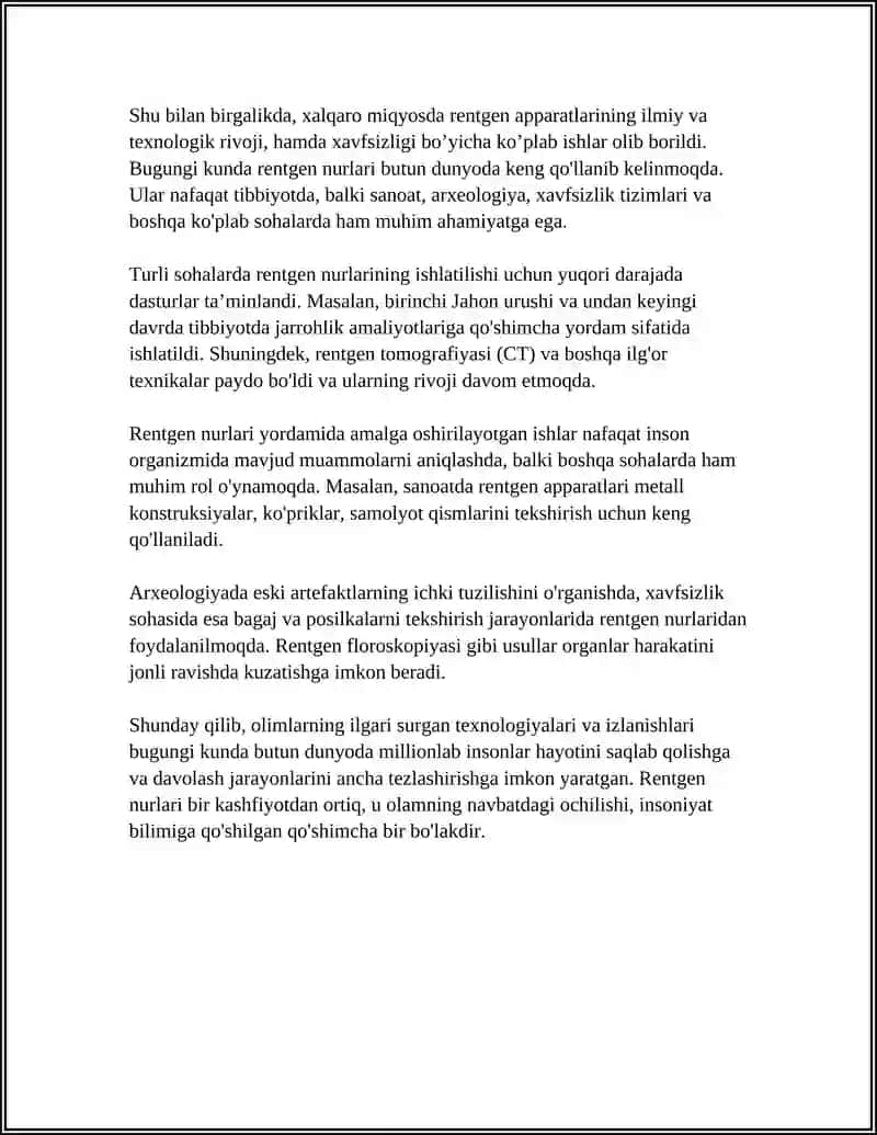 RENTGEN NURLARI VA ULARNING AMALIY TADBIQI 4