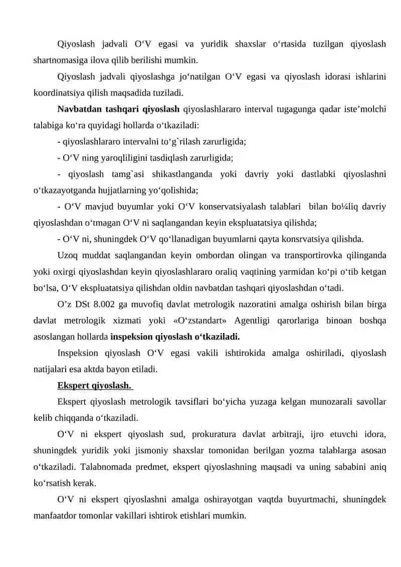 O‘LCHASH VOSITALARINI SINASH TURLARI 4