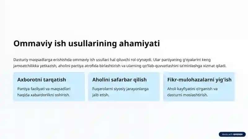 Siyosiy partiyalarning dasturiy maqsadlarini amalga oshirishga doir tashkiliy ommaviy ish usullari 4