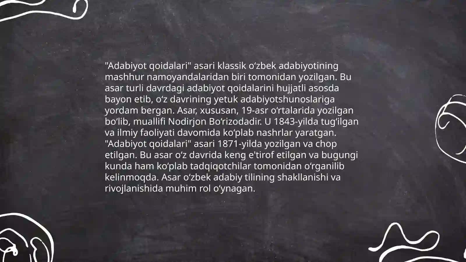 Adabiyot qoidalari va Aruz haqida asarlari tahlili 4