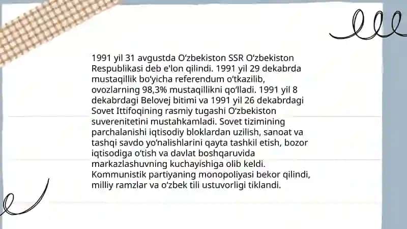 Mustaqil O'zbekiston Respublikasining Tashkil Topishi 4