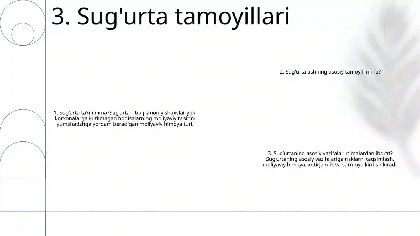 Sug'Urta Mohiyati Va Funksiyalariga 10 Ta Savol Javoblari Bilan 4